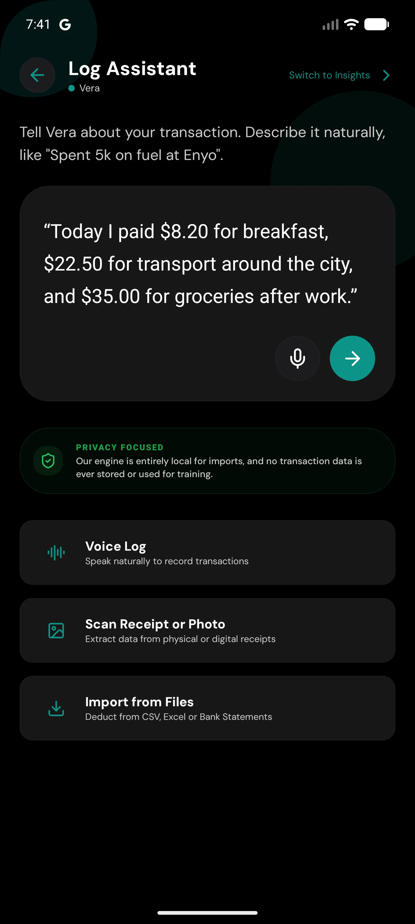 Vera app screenshot 3